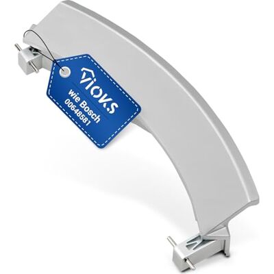 VIOKS Tirador de puerta de plástico compatible con Bosch Siemens Constructa 00648581/648581/00751783/751783, mango de plástico para lavadora con ejes, 230 x 90 x 42, plateado mate VIOKS Tirador de puerta de plástico compatible con Bosch Siemens Constructa 00648581/648581/00751783/751783, mango de plástico para lavadora con ejes, 230 x 90 x 42, plateado mate