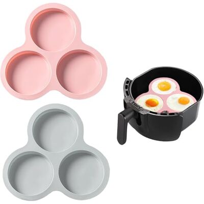 Generic Bandeja de Silicona para Huevos,2 PCS Molde de Huevo para Freidora de Aire Reutilizable Freidora de Aire Sartén para Huevos con 3 Cavità per Friggitrice Ad Generic Bandeja de Silicona para Huevos,2 PCS Molde de Huevo para Freidora de Aire Reutilizable Freidora de Aire Sartén para Huevos con 3 Cavità per Friggitrice Ad