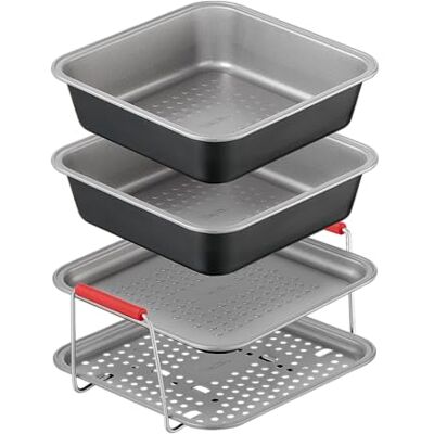 Tefal Juego de accesorios para freidora de aire, 4 piezas, acero al carbono, antiadherente, apto para lavavajillas, diseñado para cajones de 4,6 L, color negro Tefal Juego de accesorios para freidora de aire, 4 piezas, acero al carbono, antiadherente, apto para lavavajillas, diseñado para cajones de 4,6 L, color negro