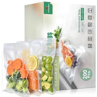 KitchenBoss Bolsas Vacio Alimentos 200 Pcs 15 x 25 cm KitchenBoss Bolsas Vacio Alimentos 200 Pcs 15 x 25 cm