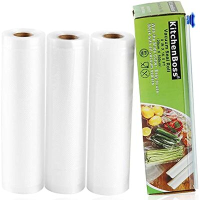 KitchenBoss Bolsas de Vacío para Alimentos, 3 Rollos 20x500cm, Bolsas para Envasar al Vacio, Rollos de Vacío para Alimentos KitchenBoss Bolsas de Vacío para Alimentos, 3 Rollos 20x500cm, Bolsas para Envasar al Vacio, Rollos de Vacío para Alimentos