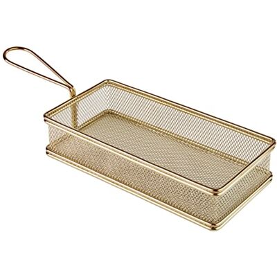 APS – Cesta de freír de Servir de Acero Inoxidable, Aspecto de Oro, 21,5 x 10,5 x 4,5 cm APS – Cesta de freír de Servir de Acero Inoxidable, Aspecto de Oro, 21,5 x 10,5 x 4,5 cm