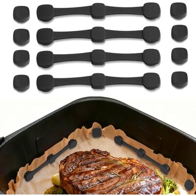 Romon 4 Hebillas Magnéticas de Silicona para Freidora de Aire, Papel de Horno, Evita que las Hojas de Papel Desechables Cubran los Alimentos, Negro Romon 4 Hebillas Magnéticas de Silicona para Freidora de Aire, Papel de Horno, Evita que las Hojas de Papel Desechables Cubran los Alimentos, Negro