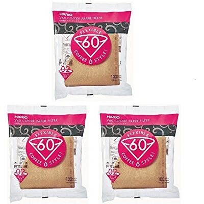 HARIO 3 paquetes de 100 filtros de café de papel natural VCF-02-100M V60 (total 300 filtros) HARIO 3 paquetes de 100 filtros de café de papel natural VCF-02-100M V60 (total 300 filtros)
