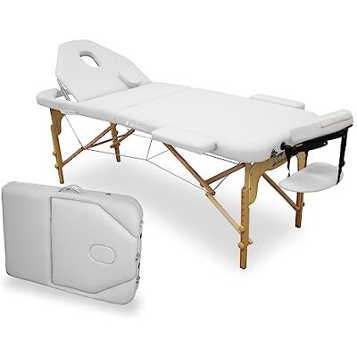 QUIRUMED Camilla de Masaje Plegable de Madera WELLCORE, con Respaldo abatible, Plus, 185 x 65 cm, Polipiel, Altura Regulable, Cabezal extraíble, Agujero Facial, Color Blanco, hasta 225 kg QUIRUMED Camilla de Masaje Plegable de Madera WELLCORE, con Respaldo abatible, Plus, 185 x 65 cm, Polipiel, Altura Regulable, Cabezal extraíble, Agujero Facial, Color Blanco, hasta 225 kg