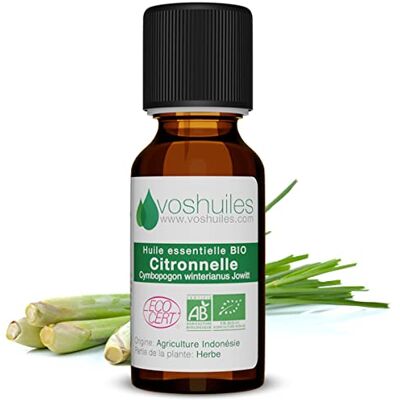 Voshuiles - Citronnelle - 20ml - Orgánico - Essential oil Voshuiles - Citronnelle - 20ml - Orgánico - Essential oil