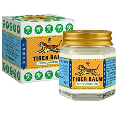 Tiger Balm Blanco 30g Bálsamo de Tigre Efecto Frío Alivio Dolor de Cabeza, Migrañas, Congestión Nasal y Dolor Muscular Mezcla de Ingredientes Herbales Tradicionales Tiger Balm Blanco 30g Bálsamo de Tigre Efecto Frío Alivio Dolor de Cabeza, Migrañas, Congestión Nasal y Dolor Muscular Mezcla de Ingredientes Herbales Tradicionales