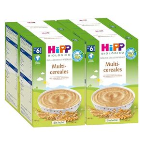 HiPP Biológico Papilla Multicereales Bio Pack x 4 cajas de 400 gr Papilla de Cereales apta a partir de 6 meses Sin lactosa, Sin Proteína de la Leche de Vaca y Sin azúcares