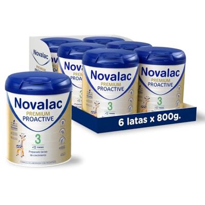 NOVALAC Premium Proactive 3 Leche de Continuación 1-3 Años, Contribuye al Desarrollo Normal y del sistema inmunitario del Bebé, Fórmula rica en Calcio, Yodo, ViT A y D 6 x 800 g NOVALAC Premium Proactive 3 Leche de Continuación 1-3 Años, Contribuye al Desarrollo Normal y del sistema inmunitario del Bebé, Fórmula rica en Calcio, Yodo, ViT A y D 6 x 800 g