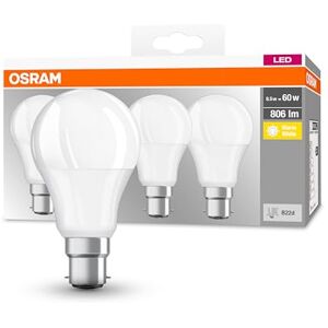 OSRAM Bombilla LED equivalente a 60 Vatios, mate, Blanco calido 2700 Kelvin, (pack de 4) OSRAM Bombilla LED equivalente a 60 Vatios, mate, Blanco calido 2700 Kelvin, (pack de 4)