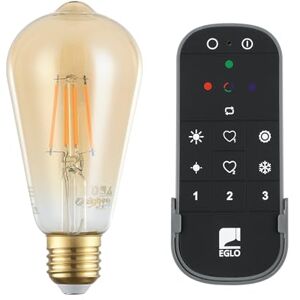 Eglo connect.z Smart Home Set, 2 x bombillas LED E27, ST64, con mando a distancia, ZigBee, control de voz y de la aplicación, vintage ámbar, 500 lúmenes, 5,5 vatios, blanco cálido Eglo connect.z Smart Home Set, 2 x bombillas LED E27, ST64, con mando a distancia, ZigBee, control de voz y de la aplicación, vintage ámbar, 500 lúmenes, 5,5 vatios, blanco cálido