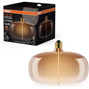 OSRAM Vintage 1906 Big Elipse es una regulable con un filamento en forma de elipse. Ofrece 4 W para 120 lm, casquillo E27, cristal marrón té, 215 mm de diámetro, reproducción cromática CRI 80, 1800 K. OSRAM Vintage 1906 Big Elipse es una regulable con un filamento en forma de elipse. Ofrece 4 W para 120 lm, casquillo E27, cristal marrón té, 215 mm de diámetro, reproducción cromática CRI 80, 1800 K.