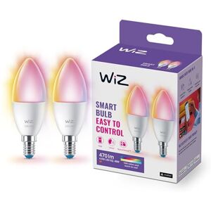 WiZ Bombilla LED Inteligente Wi-Fi, Vela 4,9W (Eq. 40W) casquillo E14, Luz Blanca y de Colores, con tecnología SpaceSense y compatible con Alexa y Google Home Pack de 2 WiZ Bombilla LED Inteligente Wi-Fi, Vela 4,9W (Eq. 40W) casquillo E14, Luz Blanca y de Colores, con tecnología SpaceSense y compatible con Alexa y Google Home Pack de 2