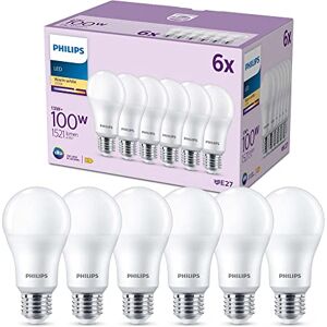 Philips Bombilla LED A60 13W (Eq. 100W) 1521 lúmenes, casquillo E27, Luz Blanca Cálida (2700k) Pack 6 Bombillas Philips Bombilla LED A60 13W (Eq. 100W) 1521 lúmenes, casquillo E27, Luz Blanca Cálida (2700k) Pack 6 Bombillas