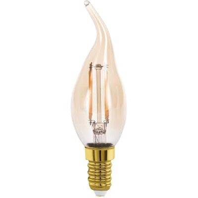 Eglo LED E14, bombilla vintage ámbar en forma de vela, luz de vela para iluminación retro, 4 vatios (equivalente a 26 vatios), 270 lúmenes, blanco cálido, 2200k, Edison CF35, Ø 3,5 cm Eglo LED E14, bombilla vintage ámbar en forma de vela, luz de vela para iluminación retro, 4 vatios (equivalente a 26 vatios), 270 lúmenes, blanco cálido, 2200k, Edison CF35, Ø 3,5 cm