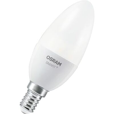 OSRAM Lámpara LED inteligente B40 forma de vela E14, 4,9 W ZigBee 3.0, blanco ajustable 2700-6500 K, regulable, control mediante aplicación, Alexa OSRAM Lámpara LED inteligente B40 forma de vela E14, 4,9 W ZigBee 3.0, blanco ajustable 2700-6500 K, regulable, control mediante aplicación, Alexa