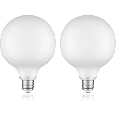 ledscom.de 2x bombilla LED E27, G125, blanco cálido (2700 K), 4 W, 550 lm, vidrio esmerilado extra mate ledscom.de 2x bombilla LED E27, G125, blanco cálido (2700 K), 4 W, 550 lm, vidrio esmerilado extra mate