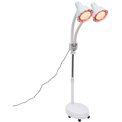 TuliperMood Lámpara infrarroja, 275 W, 2 cabezales, con ruedas, mando a distancia Calor ajustable, posicionamiento flexible, relajación muscular, bienestar, hogar, para la espalda TuliperMood Lámpara infrarroja, 275 W, 2 cabezales, con ruedas, mando a distancia Calor ajustable, posicionamiento flexible, relajación muscular, bienestar, hogar, para la espalda