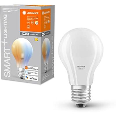 LEDVANCE Lámpara LED inteligente con tecnología WiFi, E27 base, vidrio mate ,Color de la luz cambiable (2700K-6500K), 806 Lumen, sustituto de 60W-iluminante 1-paquete LEDVANCE Lámpara LED inteligente con tecnología WiFi, E27 base, vidrio mate ,Color de la luz cambiable (2700K-6500K), 806 Lumen, sustituto de 60W-iluminante 1-paquete