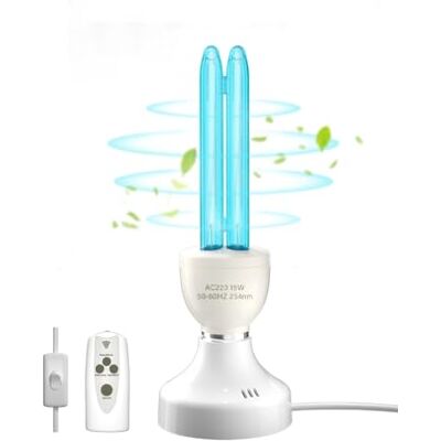 BrightArk 15W Lampara UV Desinfeccion con Mando, Lampara UVC Ozono UV Light E27 con función de 15/30/60 temporizador, UV Germicida Esterilizador para Hogar, Escuela, Oficina Aire Fresco, UVC 254nm BrightArk 15W Lampara UV Desinfeccion con Mando, Lampara UVC Ozono UV Light E27 con función de 15/30/60 temporizador, UV Germicida Esterilizador para Hogar, Escuela, Oficina Aire Fresco, UVC 254nm