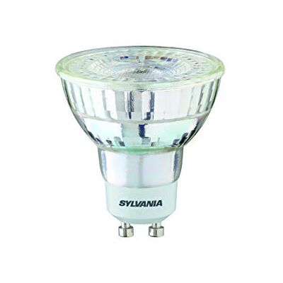 SYLVANIA GU10 Bombilla LED, 5,2 W Foco Cuerpo de cristal Recambio para halógeno 35 W 840 halógeno, color blanco SYLVANIA GU10 Bombilla LED, 5,2 W Foco Cuerpo de cristal Recambio para halógeno 35 W 840 halógeno, color blanco