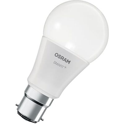 OSRAM Lámpara LED inteligente A60, forma de bombilla B22D, 9 W, ZigBee 3.0, RGBW, 16 millones de colores, regulable, control mediante aplicación, Alexa. OSRAM Lámpara LED inteligente A60, forma de bombilla B22D, 9 W, ZigBee 3.0, RGBW, 16 millones de colores, regulable, control mediante aplicación, Alexa.