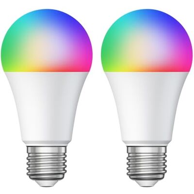 ledscom.de 2x E27 Bombilla LED RGB, A60, blanco cálido blanco frío (3000-6500 K), 9,4 W, 892lm, Smart Home, WLAN, Alexa, mate ledscom.de 2x E27 Bombilla LED RGB, A60, blanco cálido blanco frío (3000-6500 K), 9,4 W, 892lm, Smart Home, WLAN, Alexa, mate