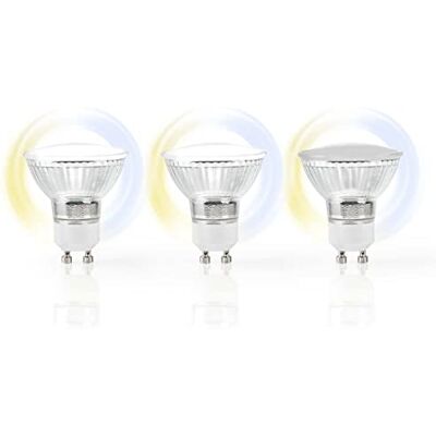 NEDIS Lw30Crgu11 Bombilla Led Inteligente con Wi-Fi, Blanco Cálido, Hasta Frío Gu10 Paquete de 3 Unidades NEDIS Lw30Crgu11 Bombilla Led Inteligente con Wi-Fi, Blanco Cálido, Hasta Frío Gu10 Paquete de 3 Unidades