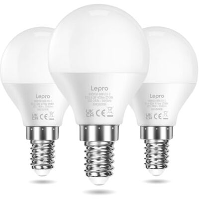 Lepro Bombilla LED E14, 4.2W Equivalente a 40W, 470LM Luz Cálida 2700K 3Pcs Bombillas Casquillo Fino G45 de Ahorro de Energía, CRI> 80, Bombilla de Ángulo de haz de 180°, No regulable Lepro Bombilla LED E14, 4.2W Equivalente a 40W, 470LM Luz Cálida 2700K 3Pcs Bombillas Casquillo Fino G45 de Ahorro de Energía, CRI> 80, Bombilla de Ángulo de haz de 180°, No regulable