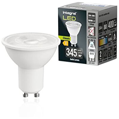 Integral Bombilla LED 5 PACK GU10 Frío Blanco 4000K, 400LM, 3,6W (equivalente a 50W) no regulable Eficiencia energética e ideal para focos y luces empotradas en baños, cocinas, salones Integral Bombilla LED 5 PACK GU10 Frío Blanco 4000K, 400LM, 3,6W (equivalente a 50W) no regulable Eficiencia energética e ideal para focos y luces empotradas en baños, cocinas, salones