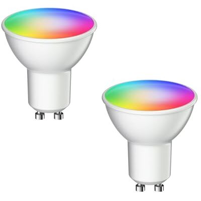 ledscom.de 2x GU10 Bombilla LED RGB, PAR16, blanco cálido blanco frío (2900-6200 K), 5,5 W, 473lm, 103°, Smart Home, WLAN, Alexa, mate ledscom.de 2x GU10 Bombilla LED RGB, PAR16, blanco cálido blanco frío (2900-6200 K), 5,5 W, 473lm, 103°, Smart Home, WLAN, Alexa, mate