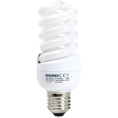 MAURER Bombilla Ahorro Miniespiral Fluorescente E27 25 W. = 125 W. Luz Cálida MAURER Bombilla Ahorro Miniespiral Fluorescente E27 25 W. = 125 W. Luz Cálida
