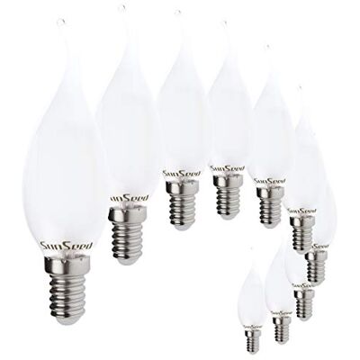 SUNSEED 10x Bombilla Vela Llama Filamento LED Opalina E14 4W = 40W Blanco Cálido 2700K SUNSEED 10x Bombilla Vela Llama Filamento LED Opalina E14 4W = 40W Blanco Cálido 2700K
