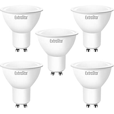 EXTRASTAR Bombilla LED GU10, 8W, 6500K 640 lúmenes Luz Blanca Fría 64W (Paquete de 5) EXTRASTAR Bombilla LED GU10, 8W, 6500K 640 lúmenes Luz Blanca Fría 64W (Paquete de 5)
