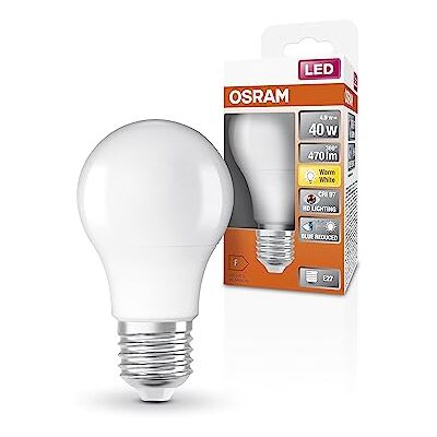OSRAM Lámpara LED SUPERSTAR+ CLASSIC A 40 FR casquillo E27, forma bombilla, 4,9W, 470 lm, 2700 K, luz blanca cálida, componente azul muy reducido, fatiga visual reducida, consumo energía muy bajo OSRAM Lámpara LED SUPERSTAR+ CLASSIC A 40 FR casquillo E27, forma bombilla, 4,9W, 470 lm, 2700 K, luz blanca cálida, componente azul muy reducido, fatiga visual reducida, consumo energía muy bajo