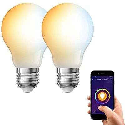 Xanlite Pack de 2 bombillas LED conectadas E27 A60 opaca 9W – Bombilla LED E27 con variación de brillo – Bombilla conectada Alexa Bombilla Google Home – Bombilla casquillo E27 806 Lm – Xanlite Pack de 2 bombillas LED conectadas E27 A60 opaca 9W – Bombilla LED E27 con variación de brillo – Bombilla conectada Alexa Bombilla Google Home – Bombilla casquillo E27 806 Lm –