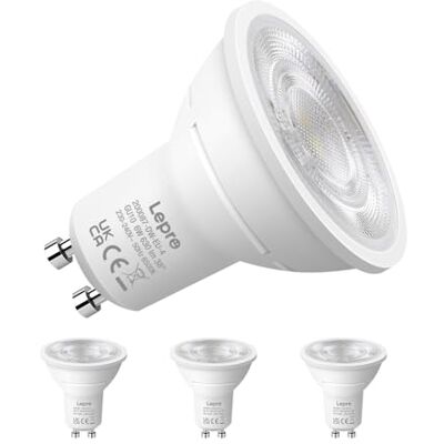 Lepro Bombilla LED GU10 6W(Equivalente a 80W), 630 lm, 6500K, Pack de 4 Bombillas LED Blanca Fría, Ángulo de Haz de 38°, Ahorro de Energía, No Regulable, CRI>80 para Iluminación de Interior Lepro Bombilla LED GU10 6W(Equivalente a 80W), 630 lm, 6500K, Pack de 4 Bombillas LED Blanca Fría, Ángulo de Haz de 38°, Ahorro de Energía, No Regulable, CRI>80 para Iluminación de Interior