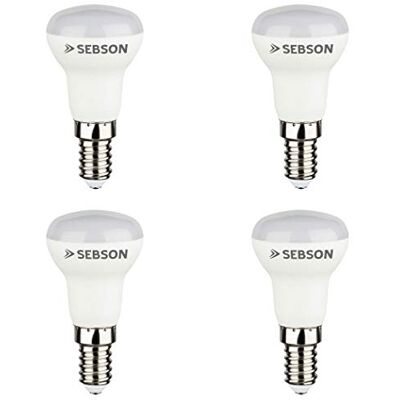 SEBSON Bombilla LED E14 3W Equivalente a 20W Juego de 4-200 Lúmenes Blanco Cálido 3000K No Regulable Angulo de Haz 110° Bombilla Reflectora LED 230V SEBSON Bombilla LED E14 3W Equivalente a 20W Juego de 4-200 Lúmenes Blanco Cálido 3000K No Regulable Angulo de Haz 110° Bombilla Reflectora LED 230V
