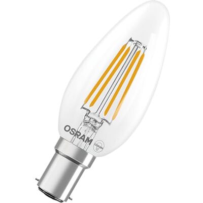 OSRAM Lámpara LED forma de vela estrella, filamento B40, 2700 K blanco cálido, 3,4 W, B15d, transparente, 470 lm, 15.000 h, para lámparas de araña, luminarias decorativas,6-Pack OSRAM Lámpara LED forma de vela estrella, filamento B40, 2700 K blanco cálido, 3,4 W, B15d, transparente, 470 lm, 15.000 h, para lámparas de araña, luminarias decorativas,6-Pack