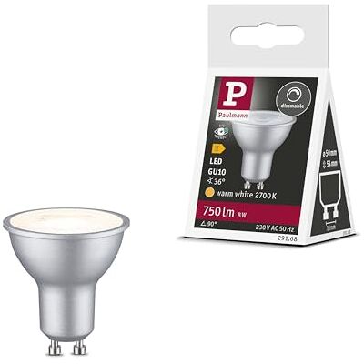 Paulmann Reflector LED estándar 230 V GU10 750 lm 8 W 2700 K regulable cromo mate 36° fuente de luz Paulmann Reflector LED estándar 230 V GU10 750 lm 8 W 2700 K regulable cromo mate 36° fuente de luz