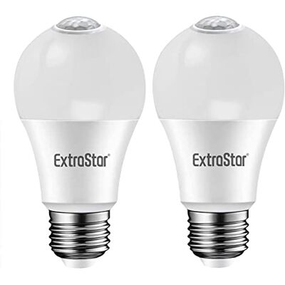 EXTRASTAR Bombilla LED con Sensor Infrarrojo E27, 12W, 1160 Lúmen, Luz Blanca Natural 4200K, No Regulable, 2 Pcs EXTRASTAR Bombilla LED con Sensor Infrarrojo E27, 12W, 1160 Lúmen, Luz Blanca Natural 4200K, No Regulable, 2 Pcs