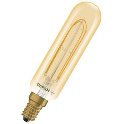 OSRAM Tubo LED Vintage 1906 Filamento T28, 4,8 W, E14, dorado, transparente, T28, instalación en pared, superficie de presentación, montaje en muebles, luz empotrada, barra de luz OSRAM Tubo LED Vintage 1906 Filamento T28, 4,8 W, E14, dorado, transparente, T28, instalación en pared, superficie de presentación, montaje en muebles, luz empotrada, barra de luz