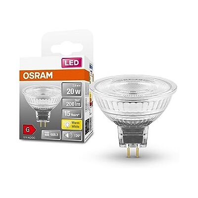 OSRAM LED SPOT MR16 GL 20 lámpara reflectora LED de bajo voltaje, casquillo GU5.3 retrofit, 2.6W, 200lm, 2700K, luz blanca cálida (Pack 6 unidades) OSRAM LED SPOT MR16 GL 20 lámpara reflectora LED de bajo voltaje, casquillo GU5.3 retrofit, 2.6W, 200lm, 2700K, luz blanca cálida (Pack 6 unidades)