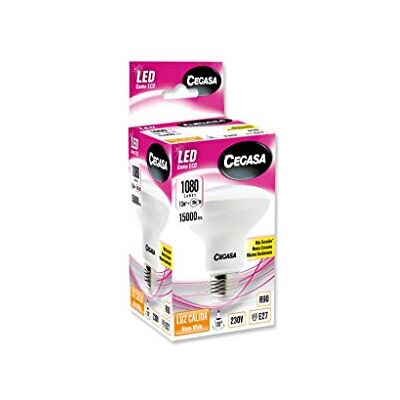 CEGASA LAMPARA LED R90 13W 1080 LM E27 Cal 2700K Caja, Negro, Estandar CEGASA LAMPARA LED R90 13W 1080 LM E27 Cal 2700K Caja, Negro, Estandar