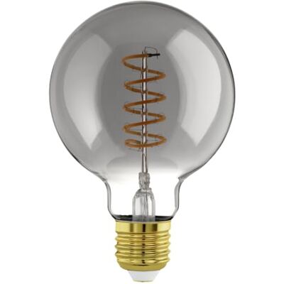 Eglo LED E27 regulable, LED espiral Globo bombilla vintage negra-transparente en diseño retro, 4 vatios, 100 lúmenes, blanco cálido, 2000k, foco Edison G95, Ø 9,5 cm Eglo LED E27 regulable, LED espiral Globo bombilla vintage negra-transparente en diseño retro, 4 vatios, 100 lúmenes, blanco cálido, 2000k, foco Edison G95, Ø 9,5 cm