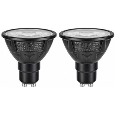 SILVER ELECTRONICS Pack x2 Bombilla LED regulable GU10 Dicroica Luz Cálida 2700K 5.4W CRi97 600lm SILVER ELECTRONICS Pack x2 Bombilla LED regulable GU10 Dicroica Luz Cálida 2700K 5.4W CRi97 600lm