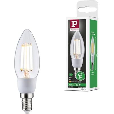 Paulmann Vela LED filamentos Eco-Line, 230V, E14, 525lm, 2,5W, 3000K, transparente, fuente de luz Paulmann Vela LED filamentos Eco-Line, 230V, E14, 525lm, 2,5W, 3000K, transparente, fuente de luz