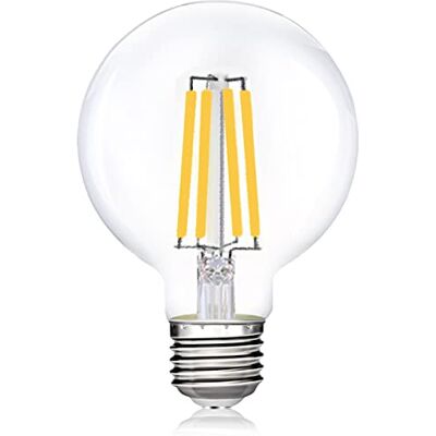EXTRASTAR Bombillas Vintage Led E27 8W, Lampara Decorativa Retro Edison G80 Bulbo Filamento Tungsteno Luz Fría 6500K 950Lm 1 pcs EXTRASTAR Bombillas Vintage Led E27 8W, Lampara Decorativa Retro Edison G80 Bulbo Filamento Tungsteno Luz Fría 6500K 950Lm 1 pcs