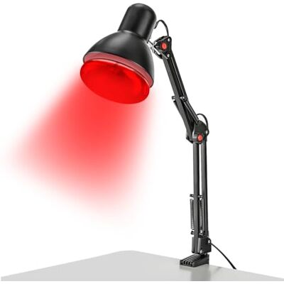 TuliperMood Lámpara de calor infrarroja, lámpara de calor ajustable 360°, bombilla infrarroja E27, soporte de hierro, relajación articular muscular, hogar, oficina, salón, fisioterapia, plegable, 150 TuliperMood Lámpara de calor infrarroja, lámpara de calor ajustable 360°, bombilla infrarroja E27, soporte de hierro, relajación articular muscular, hogar, oficina, salón, fisioterapia, plegable, 150