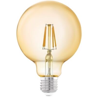 Eglo LED E27 Bombilla led, bombilla vintage ámbar, luz led retro, 4 vatios, equivalente a 30 vatios, 330 lúmenes, E27 LED blanco cálido, 2200 Kelvin, bombilla Edison G95, diámetro 9,5 cm Eglo LED E27 Bombilla led, bombilla vintage ámbar, luz led retro, 4 vatios, equivalente a 30 vatios, 330 lúmenes, E27 LED blanco cálido, 2200 Kelvin, bombilla Edison G95, diámetro 9,5 cm